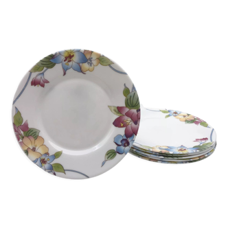 6 dessert plates "arcopal" with flower motifs