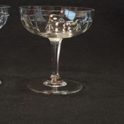 4 Antique Champagne Glasses In Engraved Crystalline