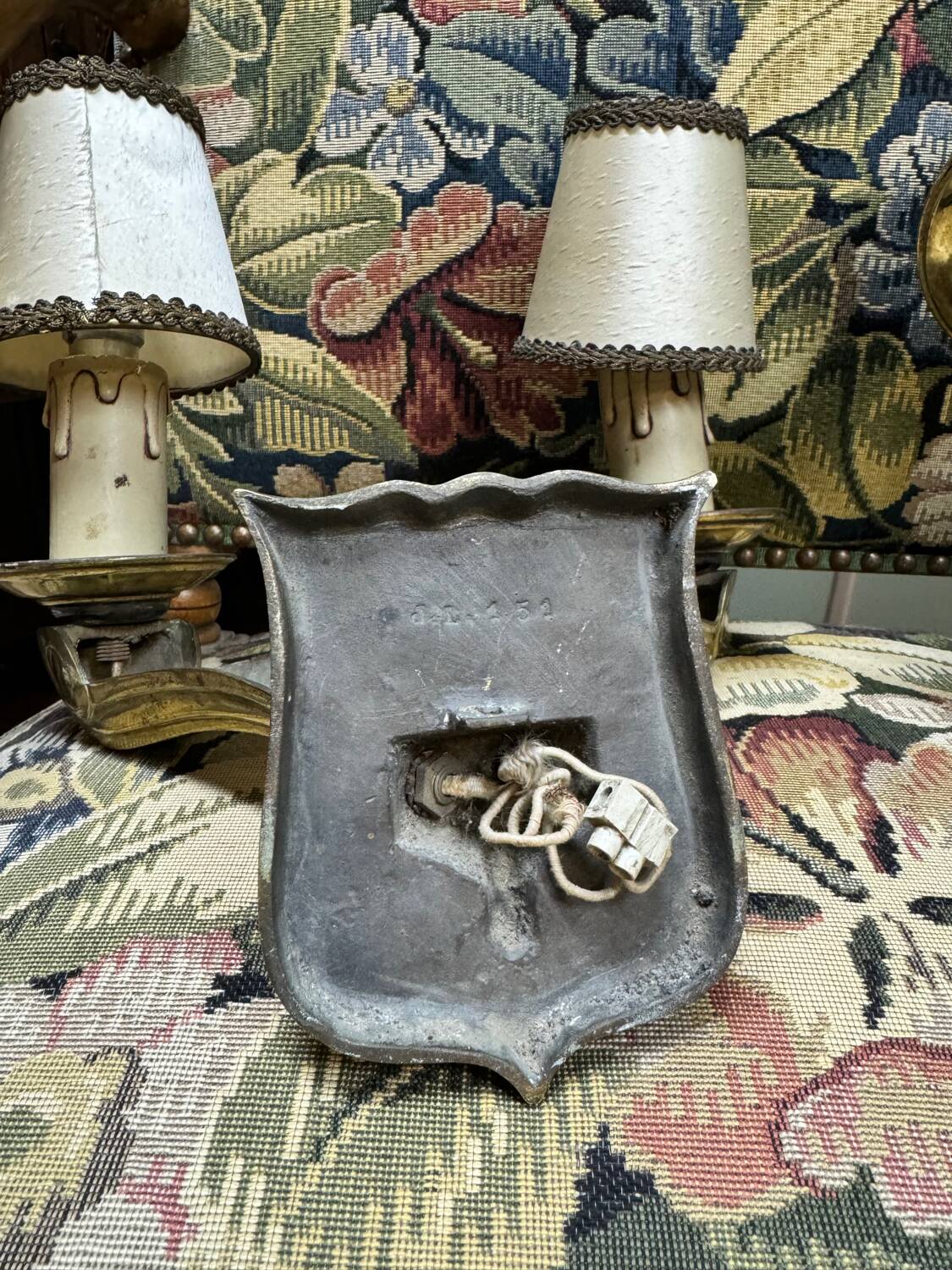 Jules Leleu Pair Of Bronze Sconces With Stamped Double Patina