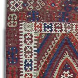 Anatolian Kilim Rug: 1900s Turkish Wool Flatweave, Geometric Tribal Design