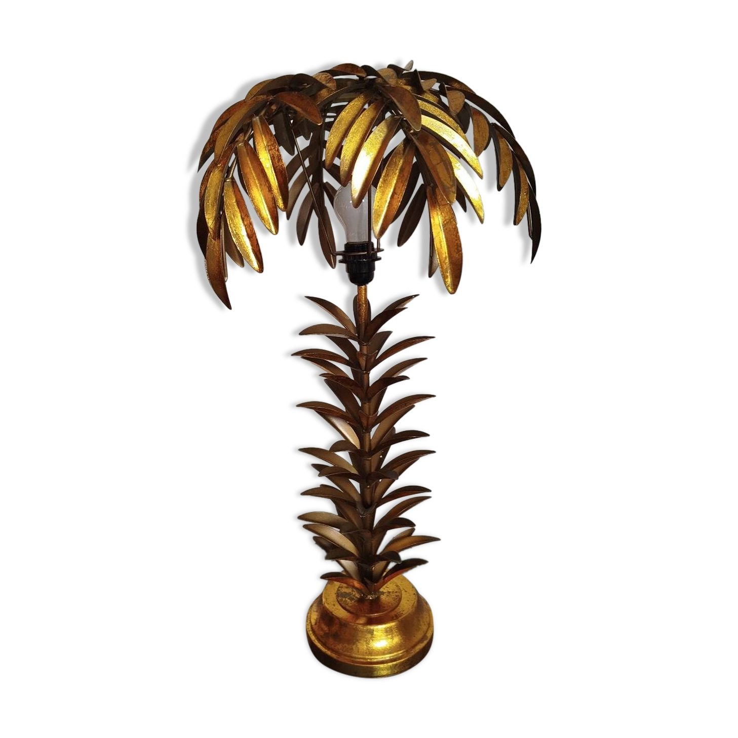 Large Palm Tree Lamp in gilded metal, late twentieth century.