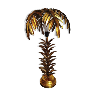 Lampe palmier en métal doré, fin XXème