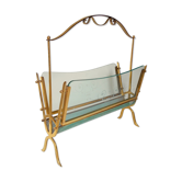 Magazine rack brass and glass 1940