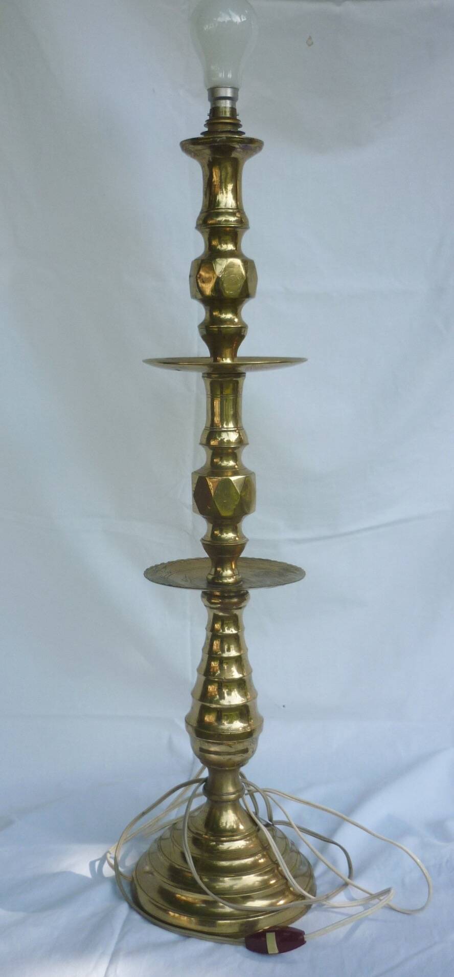 Pique candlestick chandelier old gilded brass 71 cm