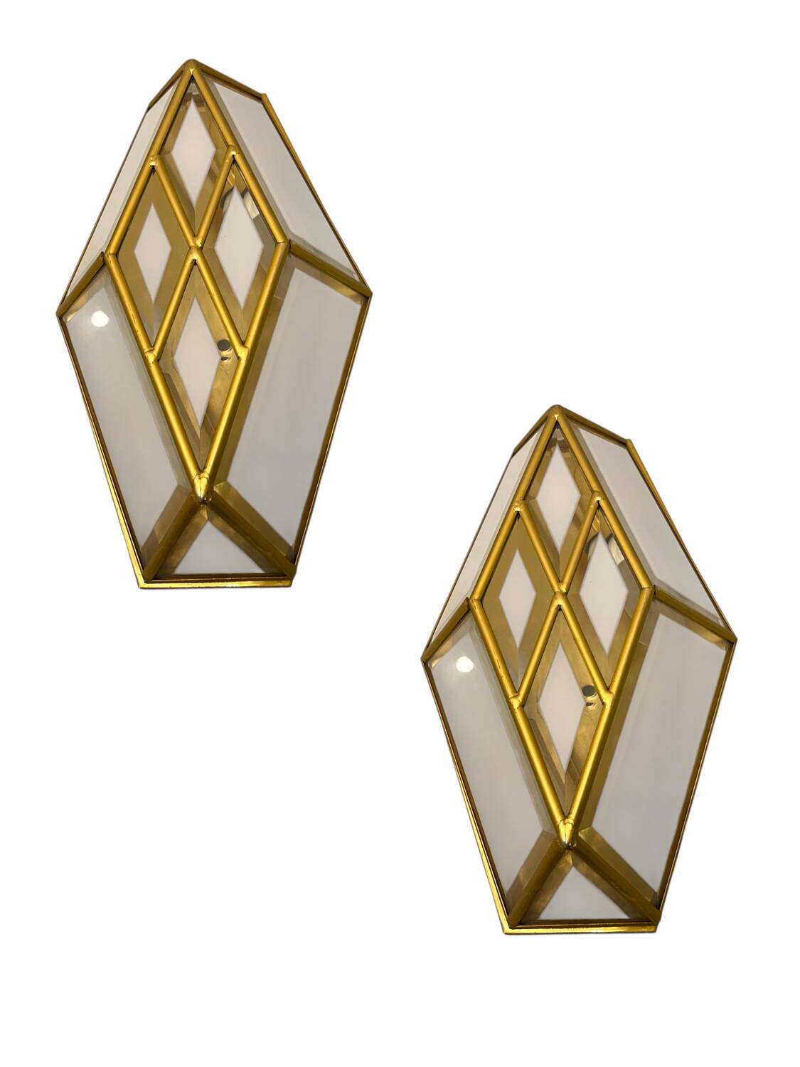 Brass Glass Sconces Set of 2 1970’s