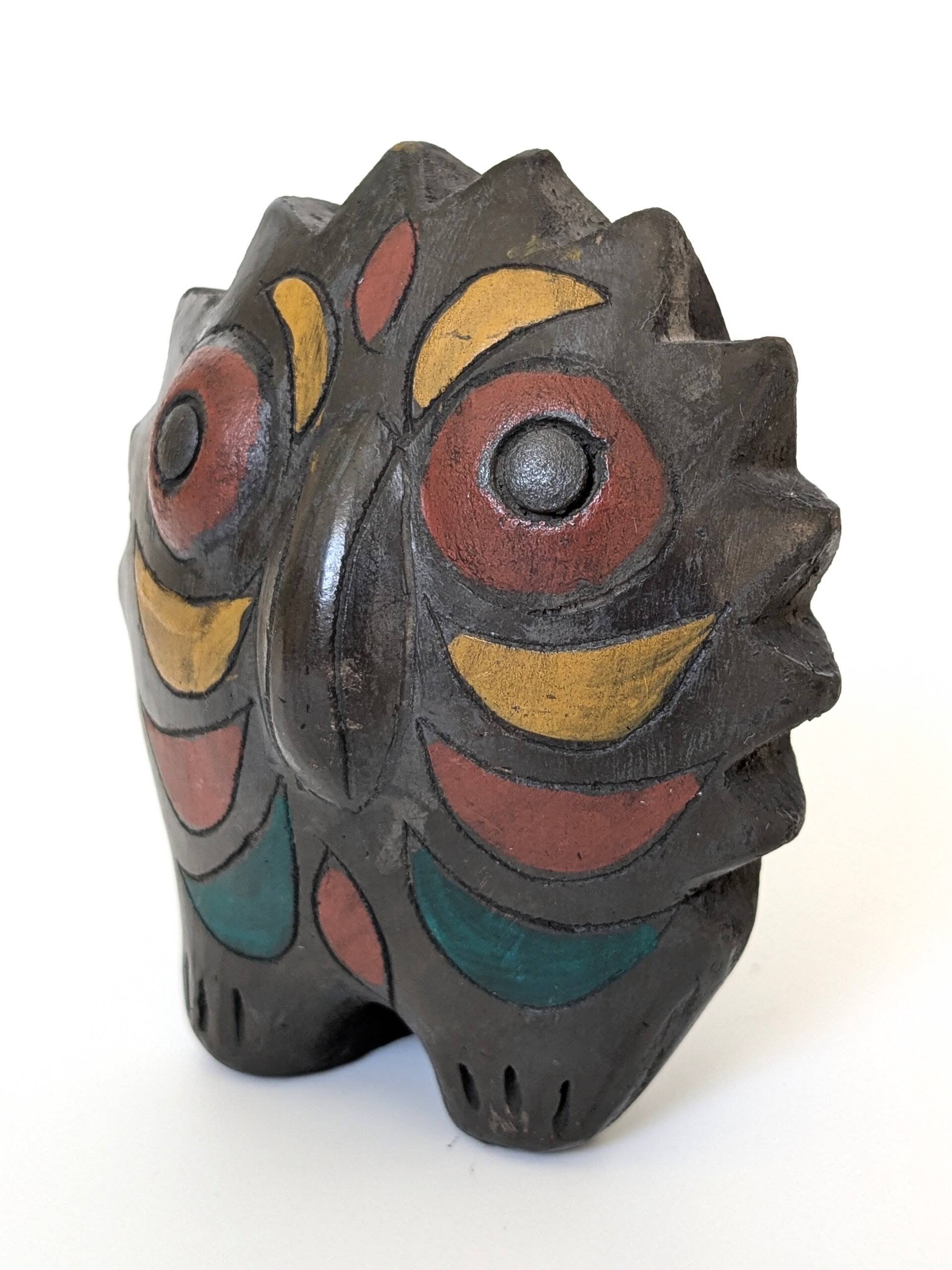 Mexican Pottery Owl from the 70s | Barro Negro Oaxaca | Midcentury