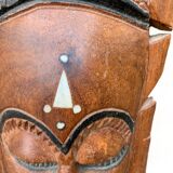 Masque africain en bois et pierre incrustée, Côte d'Ivoire 1979