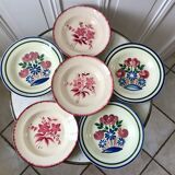 Set of 6 mismatched hollow plates longchamp and hbcm model mulhouse years 40-50