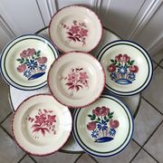Set of 6 mismatched hollow plates longchamp and hbcm model mulhouse years 40-50
