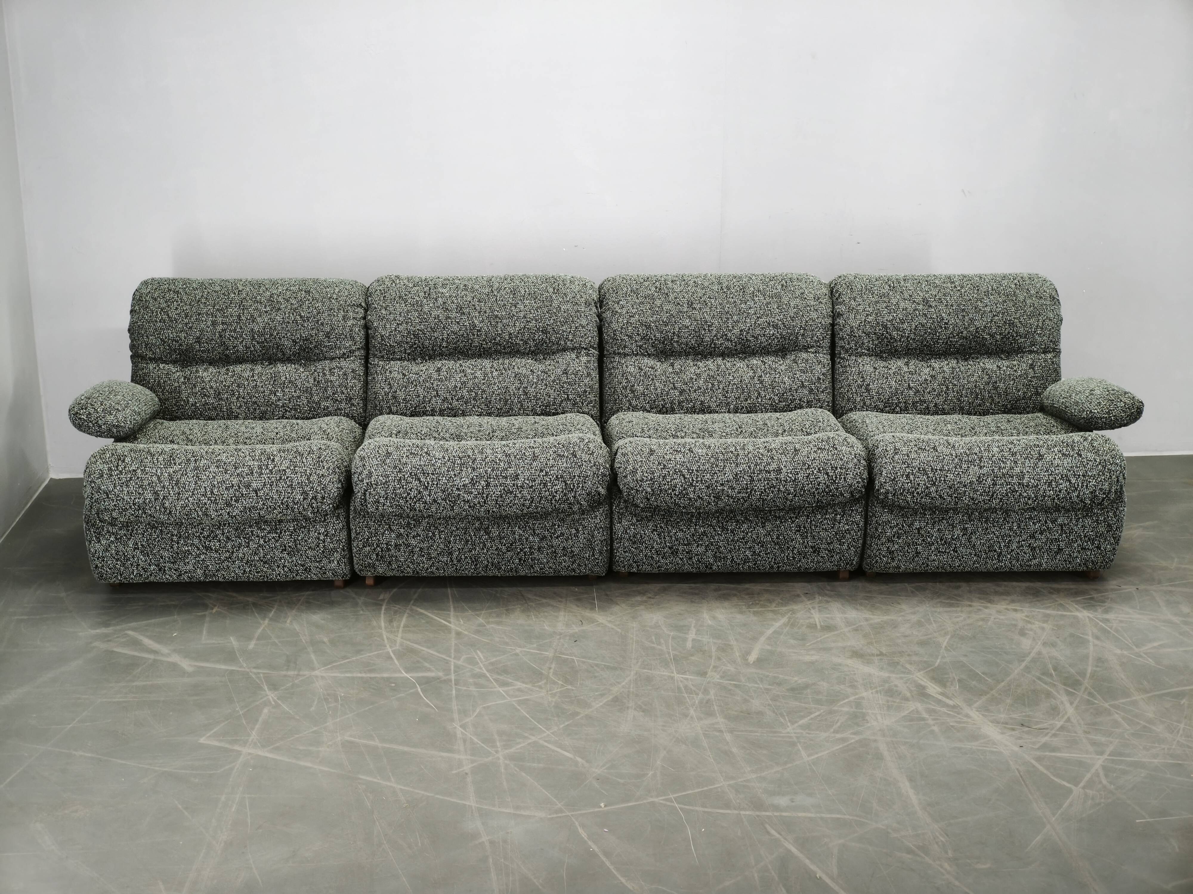1970s Czechoslovak Space Age Four-Piece Sculptural Modular Sofa