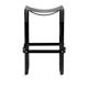 Kitchen stool, contemporary design, black smoked steel and black leather.