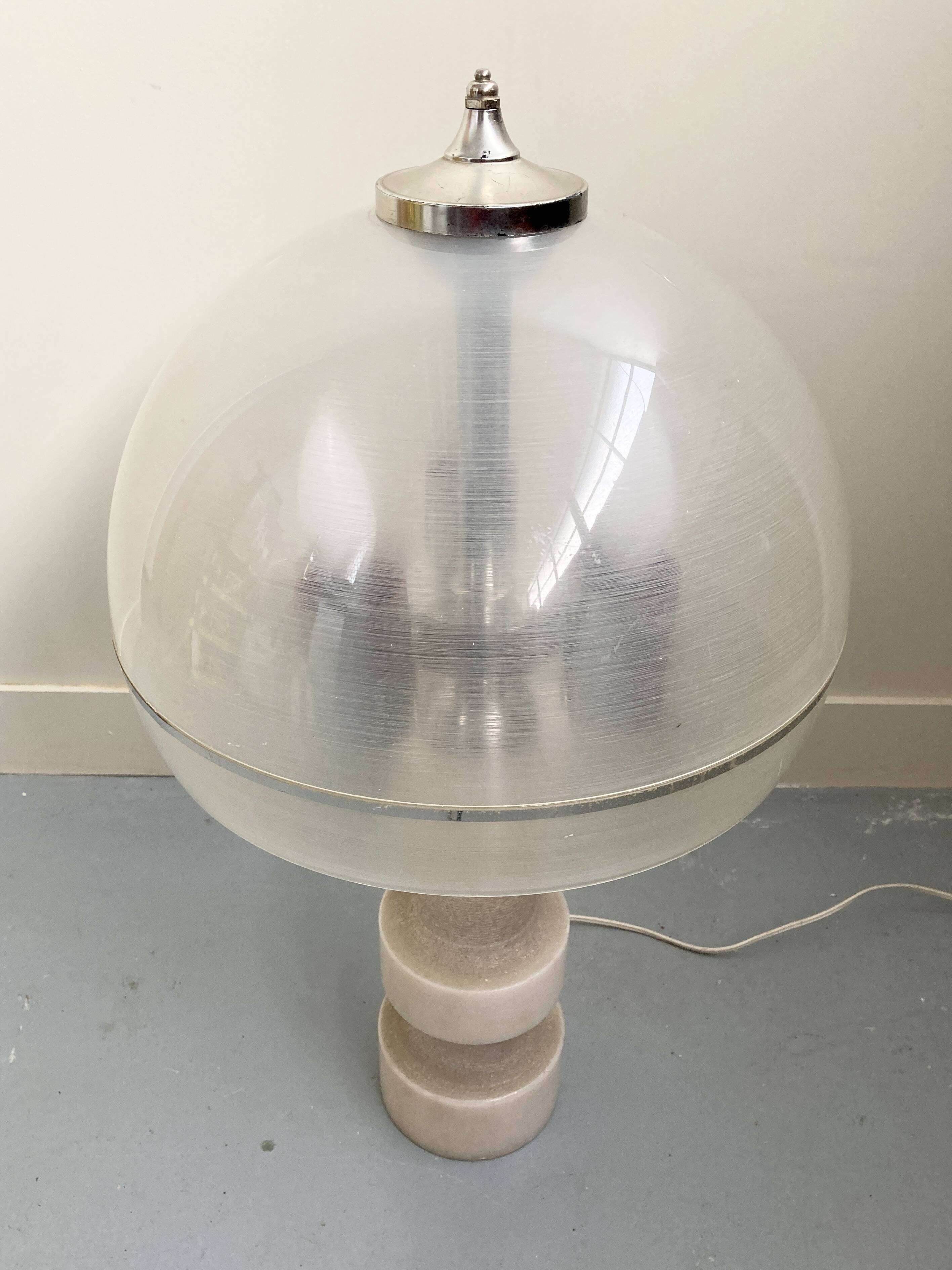 Vintage Marblarte Lamp Turned Marble Base – Chrome Dome