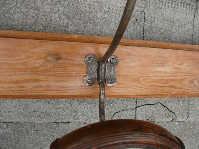 Wall coat rack wood and metal 3 double hooks