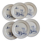 6 antique flat plates Creil and Montereau Téniers service