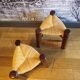 Pair of brutalist tripod stools