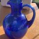 Blue blown glass ice decanter from vintage biot glassware