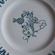 6 mismatched flat plates pairs Terre de Fer Marsac Flowers Digoin