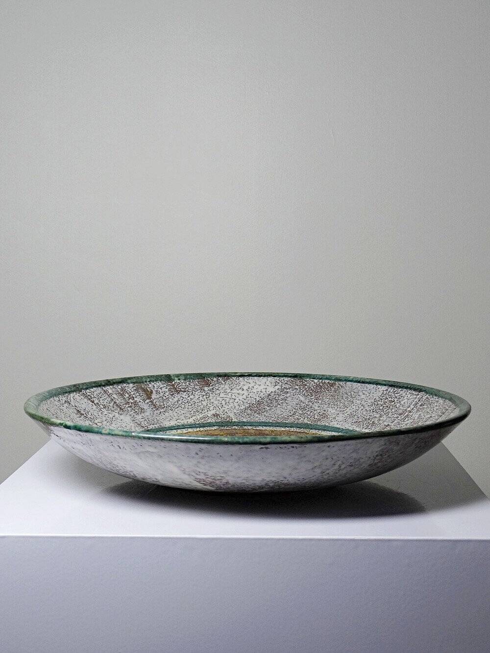 Large vintage ceramic art bowl from the 1950s-60s, suitable for wall decoration or fruit bowl