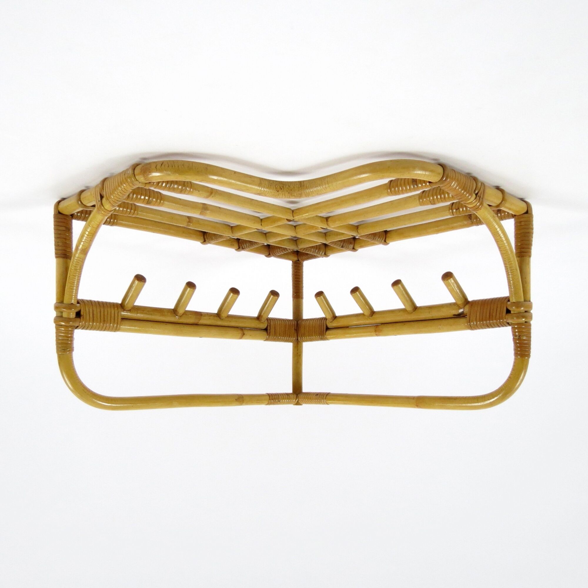 Bamboo and rattan coat rack, 1960s