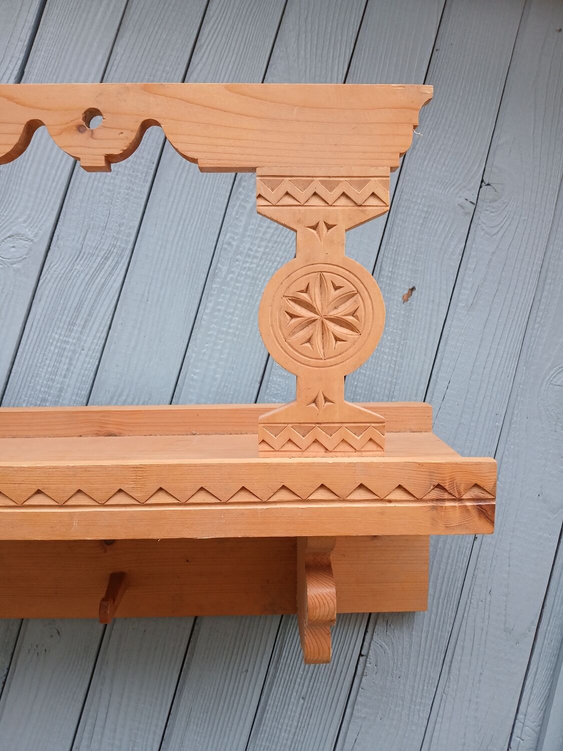 Antique carved wooden wall shelf
