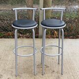 Industrial high bar table and pair of swivel stools