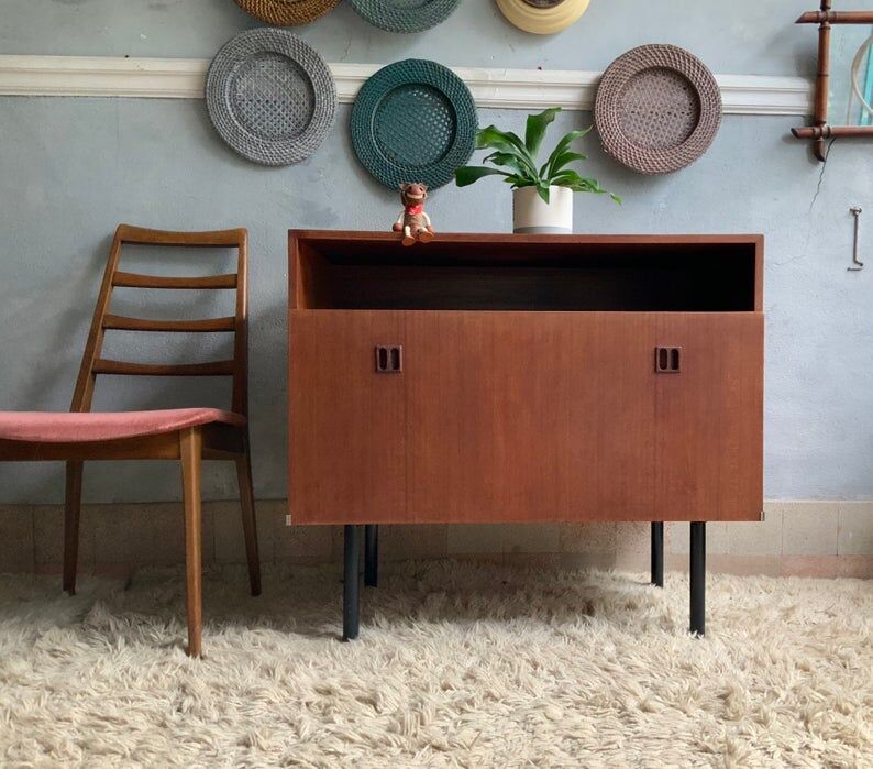 Buffet bar vintage scandinave en teck