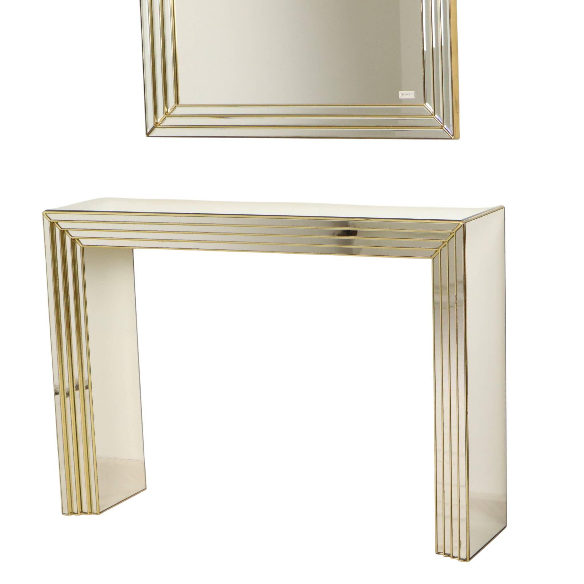 Miroir avec console argentés et dorés – Deknudt