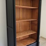 Old library storage unit shelf cabinet curiosities vintage black linen