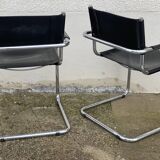 Pair of Bauhaus MG5 armchairs by Matteo Grassi, vintage 1970, chrome and leather.