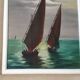 Antique oil painting depicting a marine scene.