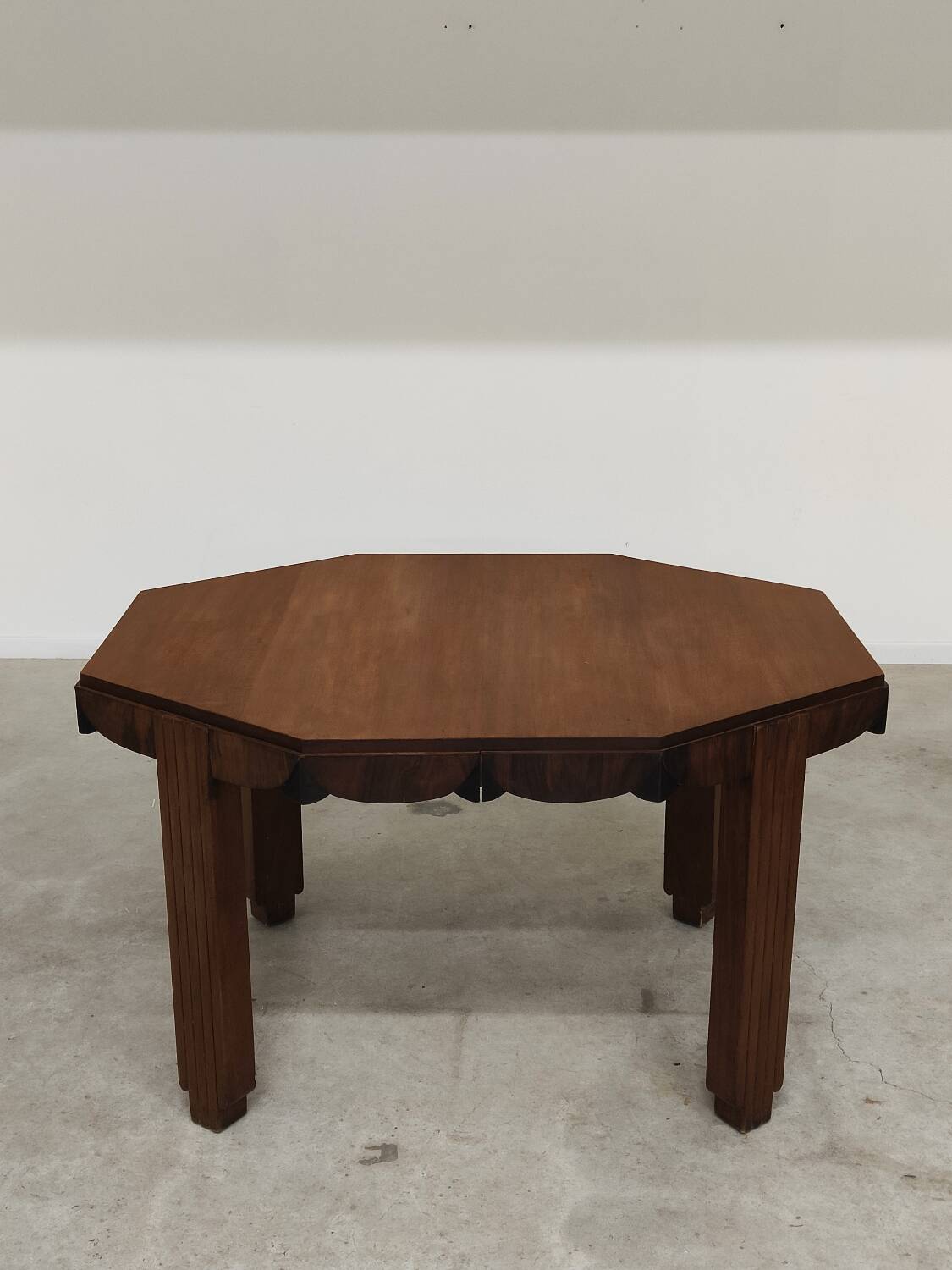 Solid wood octagonal dining table, Art Deco, France.