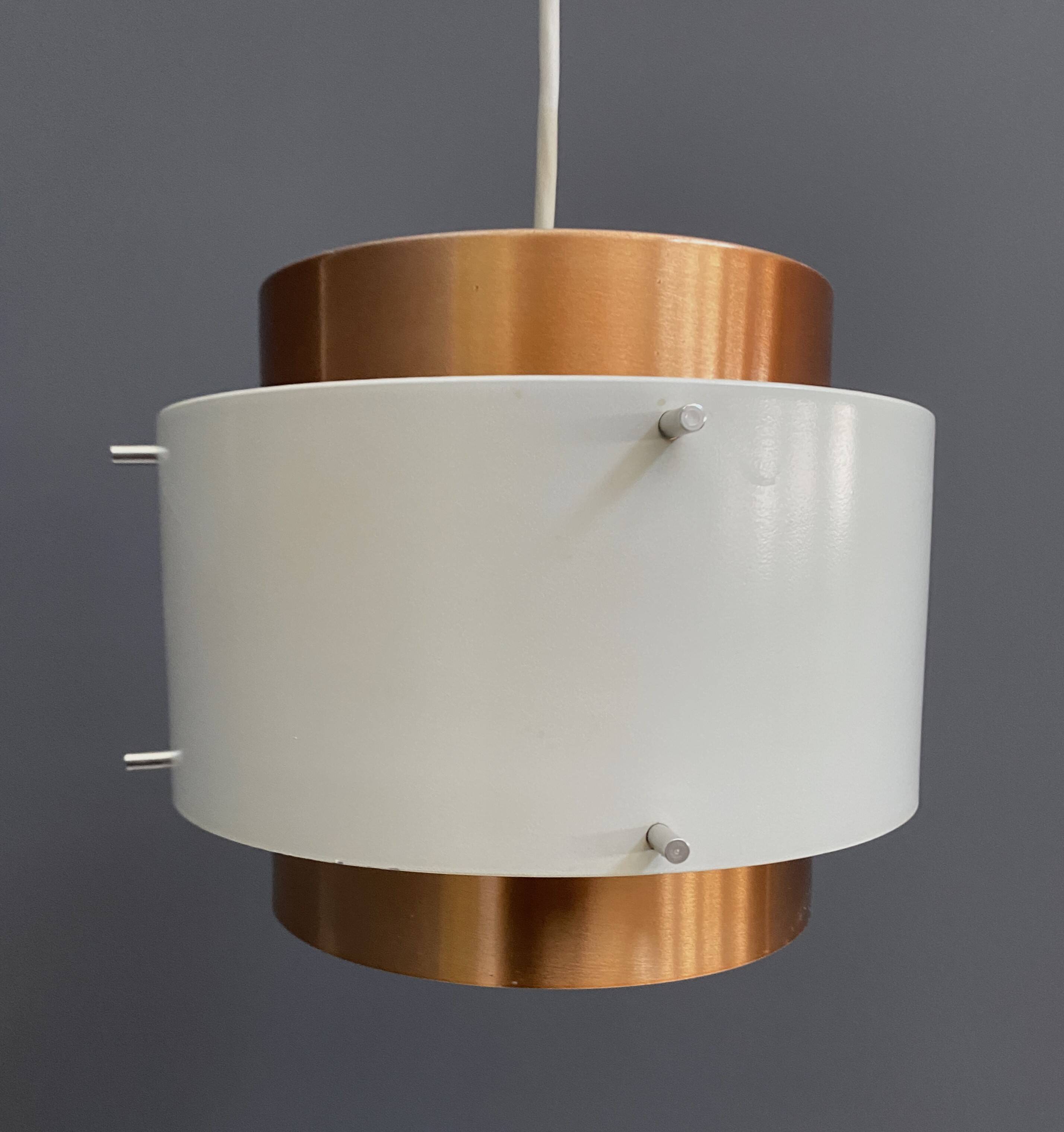 Metal, white and brass color pendant lamp by VEB 1960s