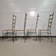 Mid century metal and wicker dining chairs, France 1950s