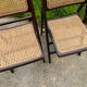 Pair of folding chairs, cane, 70s