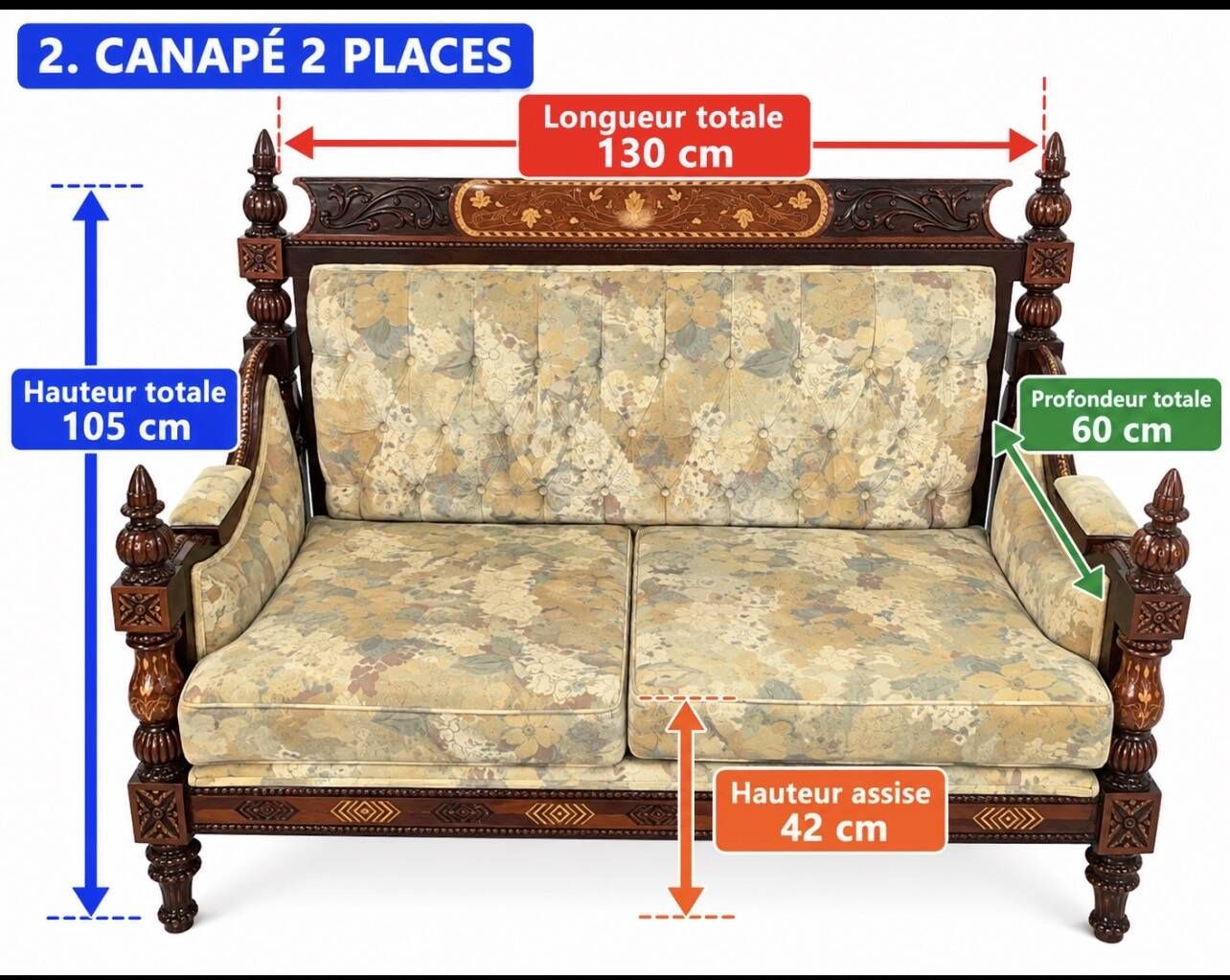 Two-seater canapé made of hand-carved Sheesham wood - Chiniot, Pakistan
