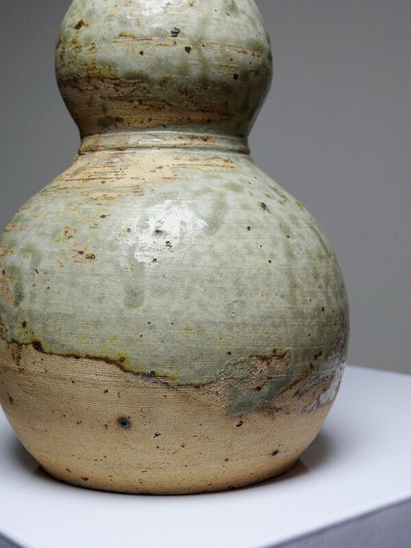 Petite gourde double à saké céramique japonaise d'Iga vintage/ancienne collection