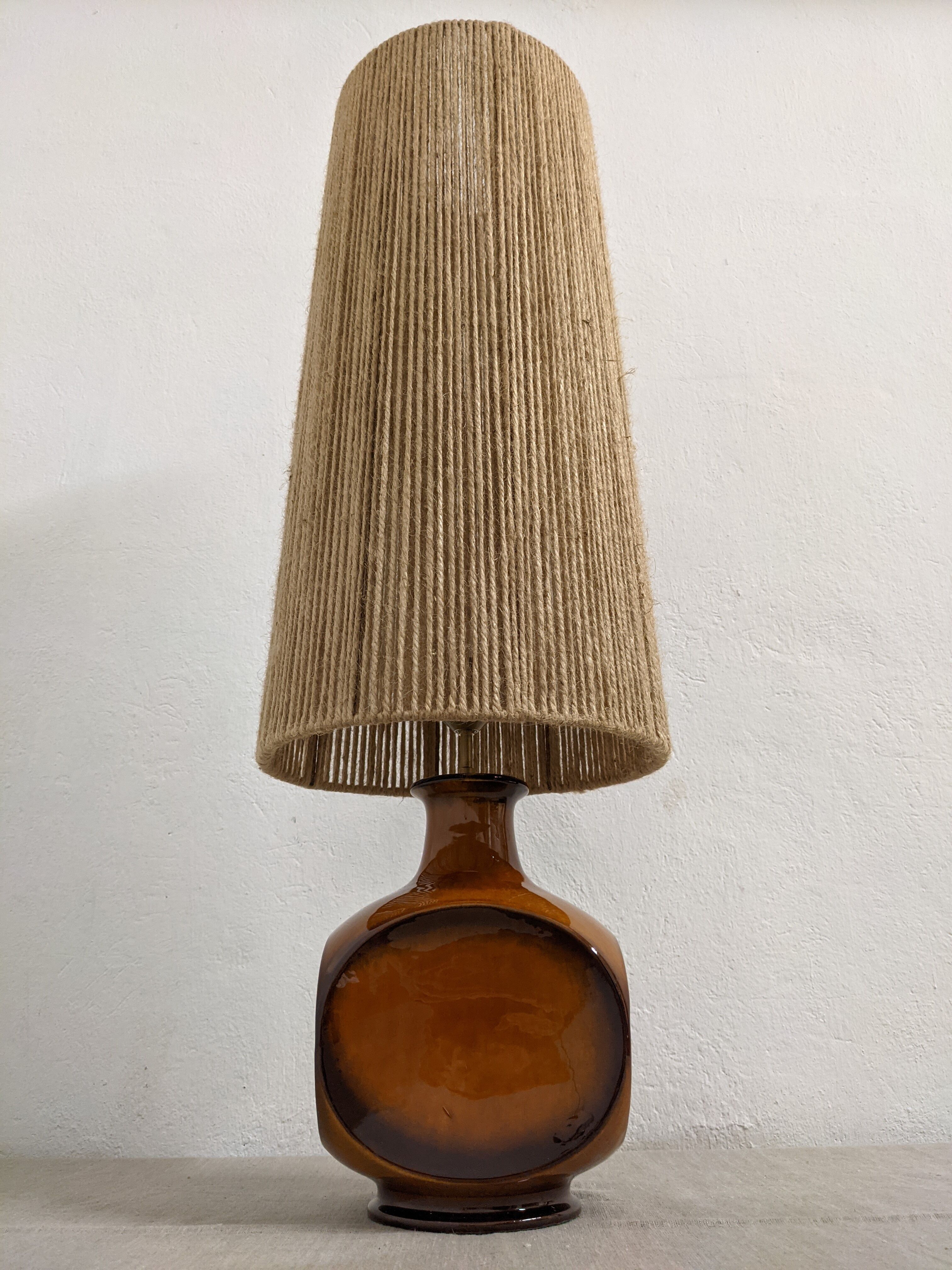 Vintage ceramic lamp and jute rope