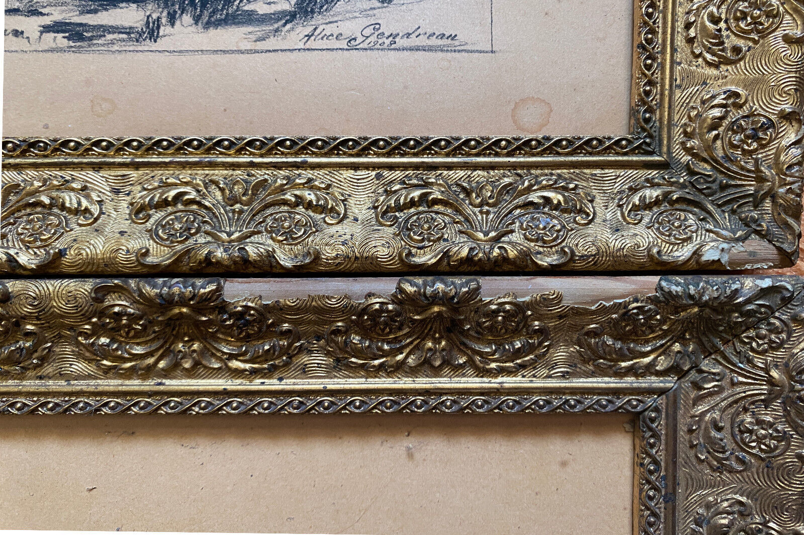 Pair of original drawings by Alice Gendreau dated 1908 "Alpine Landscapes"