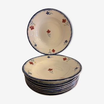 8 hand-painted hollow plates Mary Lou de Digoin Sarreguemines