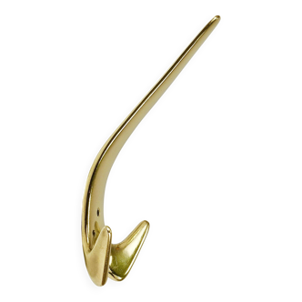 Up to 5 large vintage brass wall hooks by Carl Aubock #4056, Austria, 1950s.