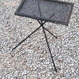 Side table in black perforated metal rigitulle from the 50s
