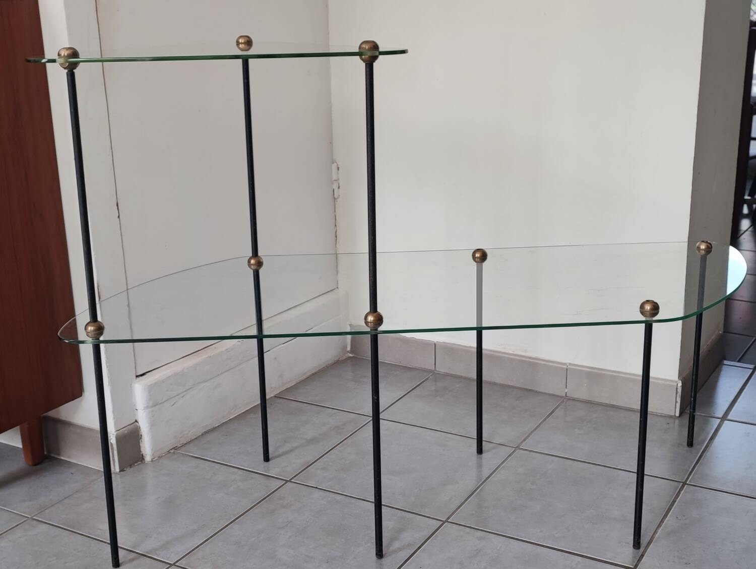 1950s glass display shelves