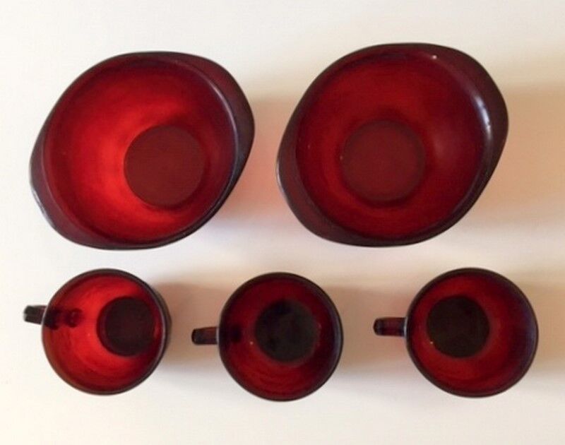 Lot bols and cups arcoroc sierra 70 red glass