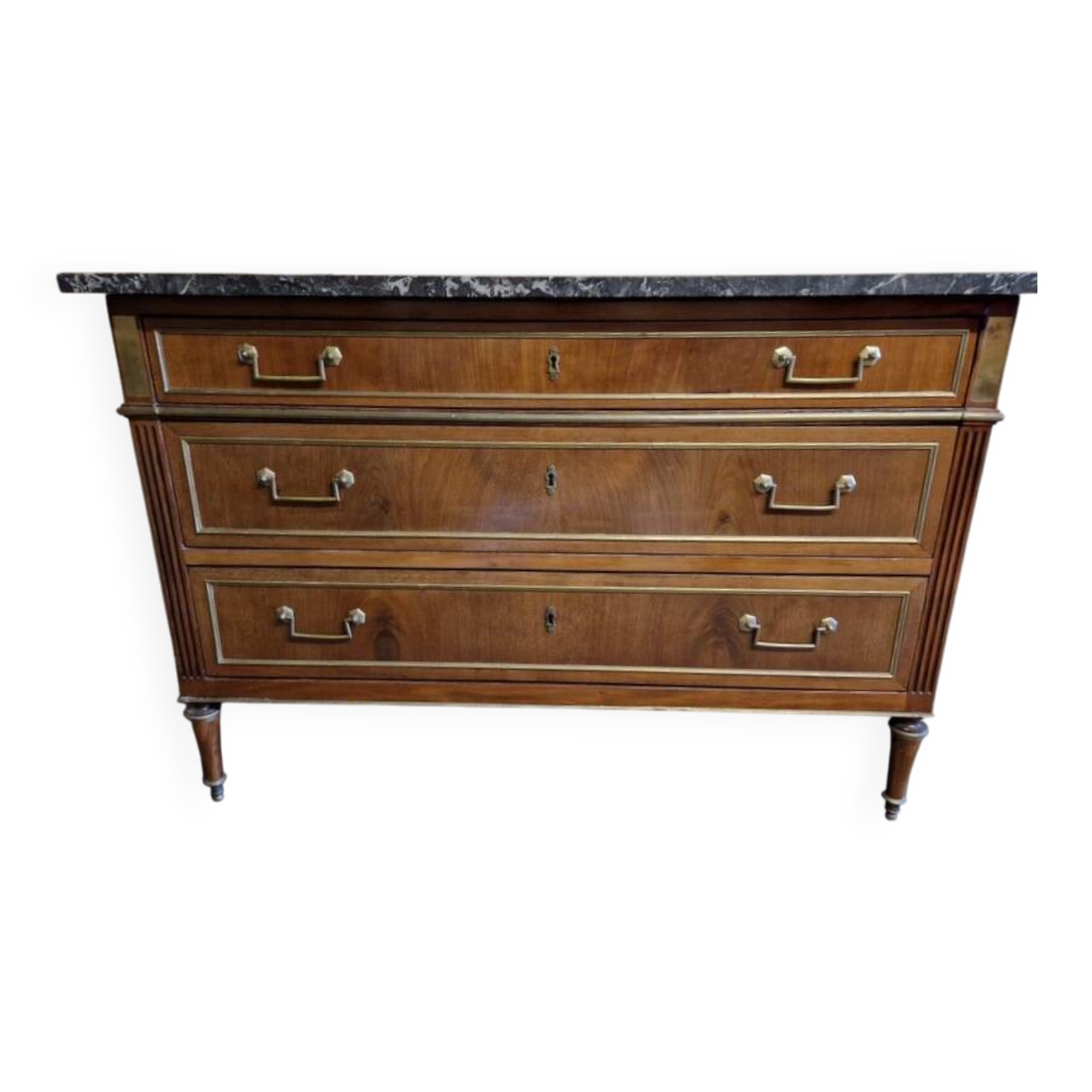 Mahogany commode with mahogany veneer from the Louis XVI period - late 18th century.