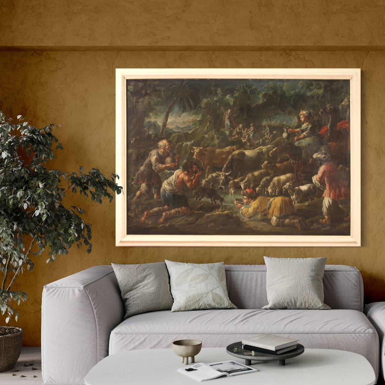 Great painting from the 18th century, Moses Striking the Rock