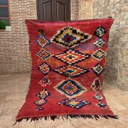 Tapis marocain unique - Tapis Art déco vintage - Tapis Boucharouit