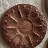 Set of three antique brass trays mamluk style late 19th century