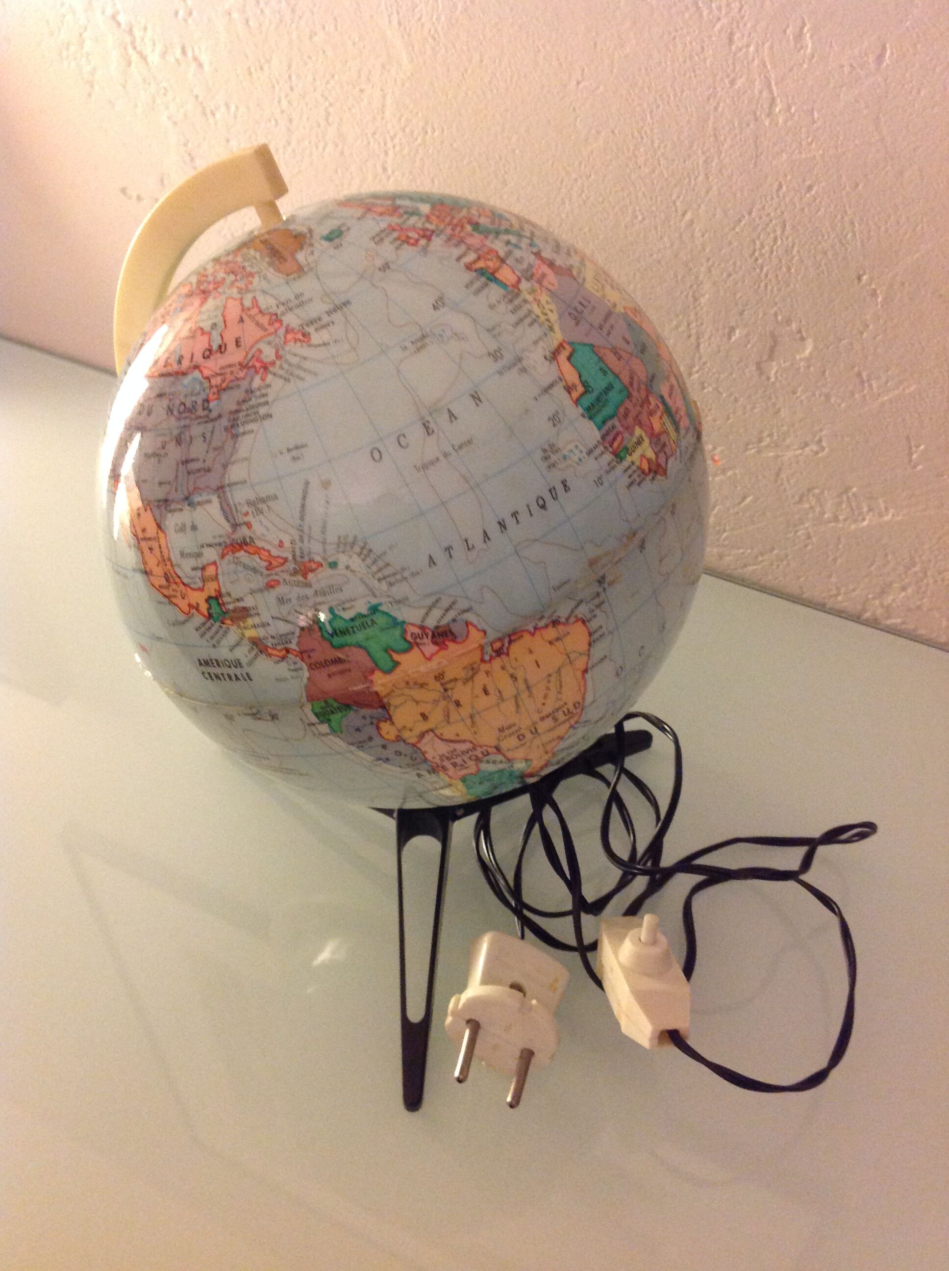 Light globe to tripod foot Rico vintage 60s