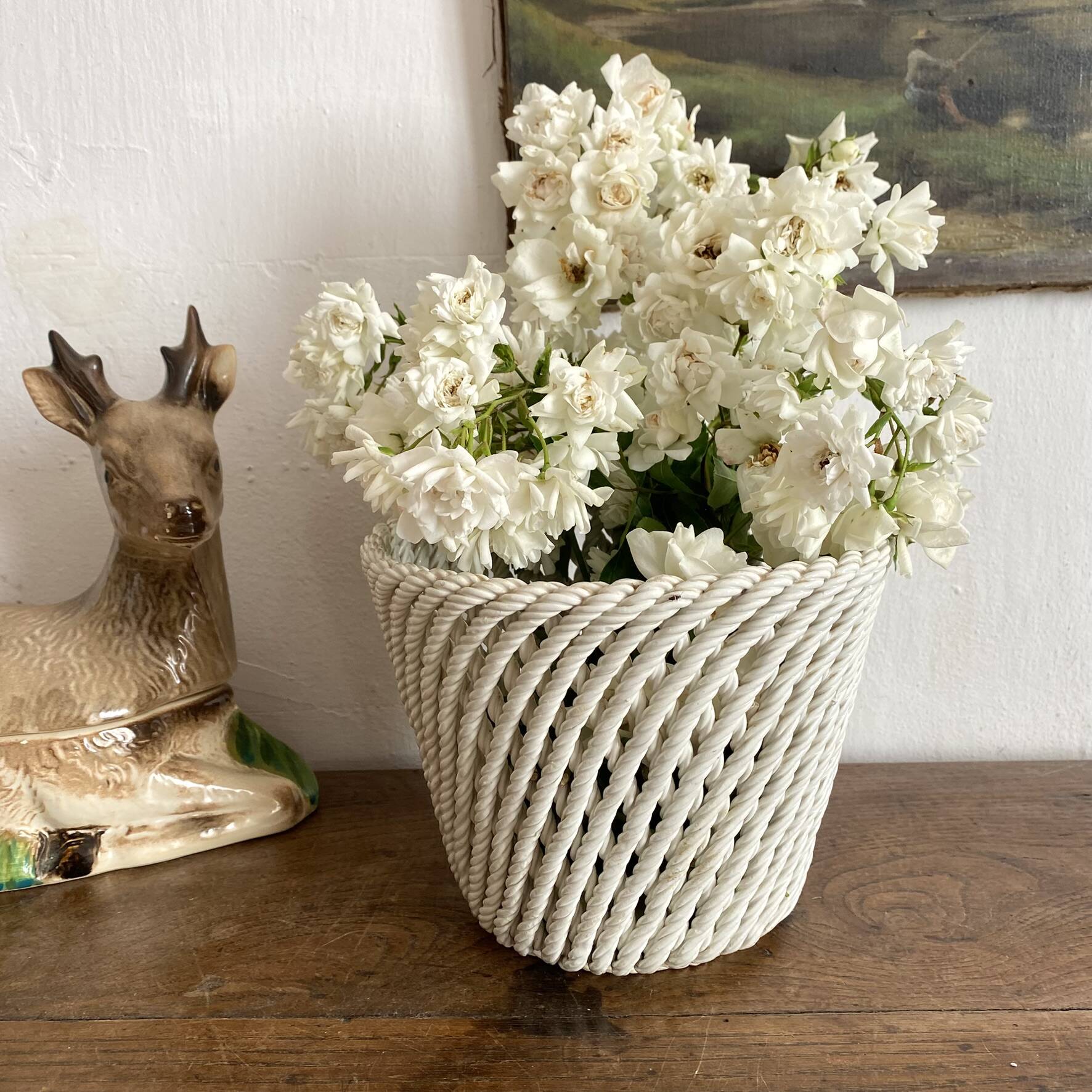 Woven ceramic plant pot