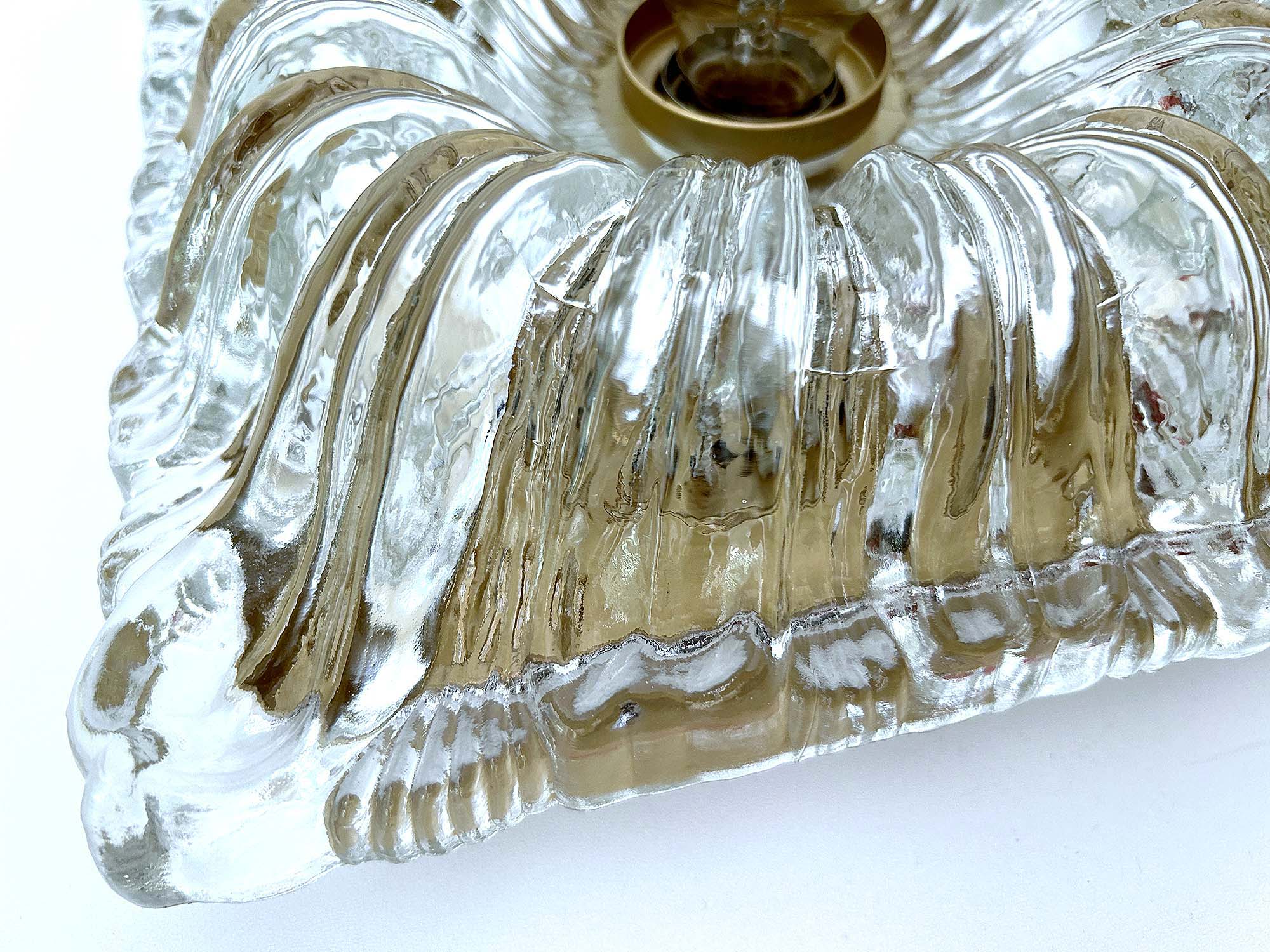Pair large vintage architectonic wall lamps, 60s, glass